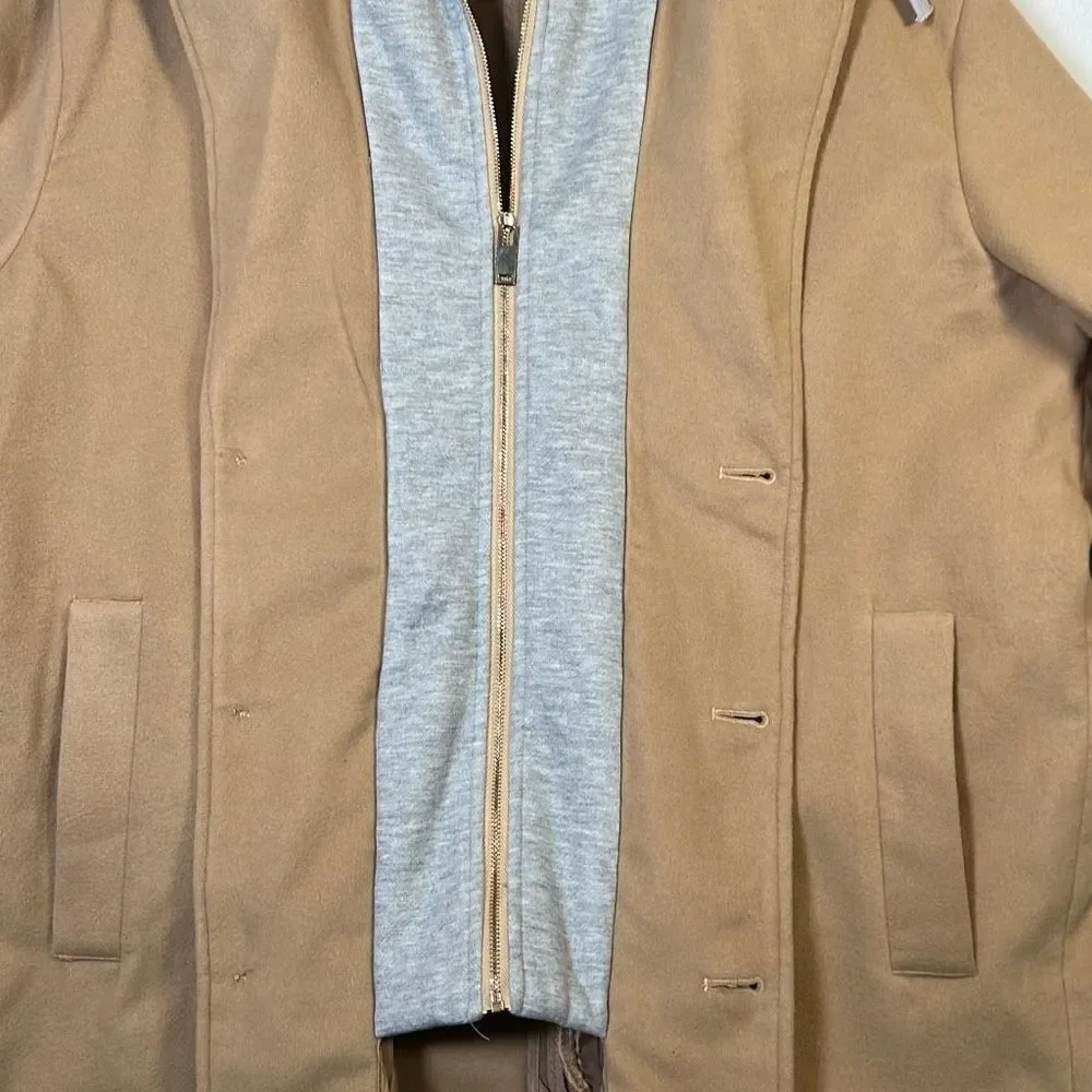 Fashion Nova tan‎ over coat with hoodie - Men Medium